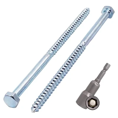 Image of SKIR&#039;CO (6 pcs) DIN 571 Zinc Plated Steel Hexagon Wood Screws M8 x 160 mm, Coach Screws, Hex Screw, Lag Bolts (With Magnetic Bit)