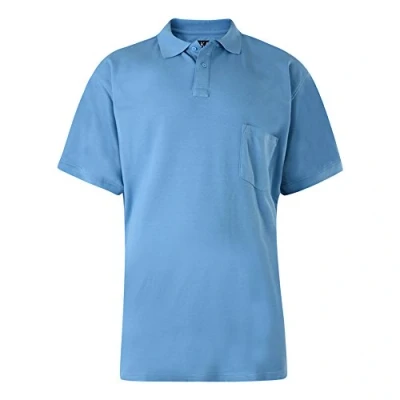 Image of KAM Big and Tall &#039;Eton&#039; Plain Polo T Shirt with Chest Pocket Cotton Rich Top Large Size Fit JEANBASE Blue 4XL