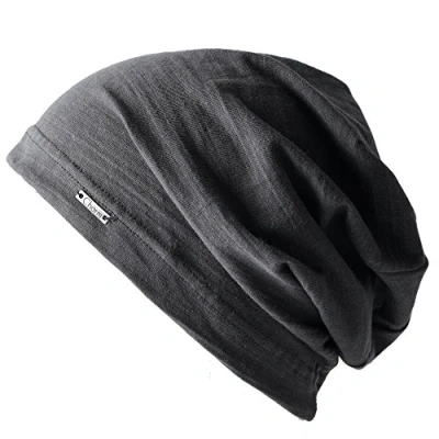 Image of CHARM Summer Beanie for Men and Women Slouchy Lightweight Chemo Cotton Fashion Hat Dark Grey