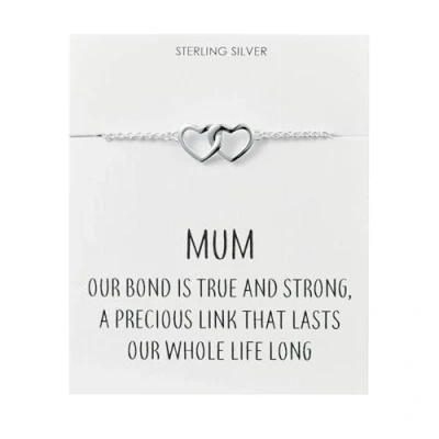 Image of Philip Jones Sterling Silver Mum Quote Heart Link Bracelet
