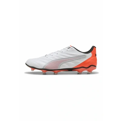 Image of PUMA Unisex King PRO FG/AG Soccer Shoe, White Silver Glowing RED, 7 UK