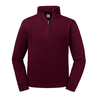 Image of Russell Athletic Mens Authentic Zip Neck Sweatshirt (Burgundy) Size 2XL