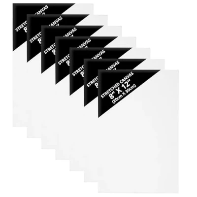 Image of Belle Vous 7 Pack Blank Canvas 20 x 30cm (8 12 inches) Pre Stretched Panel Boards Suitable for Acrylic and Oil Painting Also Sketching Drawing