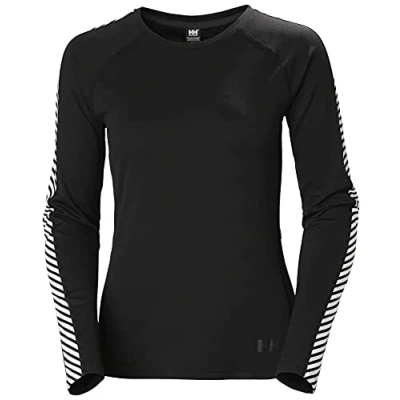 Image of Helly Hansen Women&#039;s W Lifa Active Stripe Crew Shirt, Black, S UK