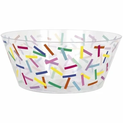 Image of Unique 23571 Reusable Plastic Serving Bowl 25 cm Pink Sprinkles Party 1 Count (Pack of 1), Multicolour