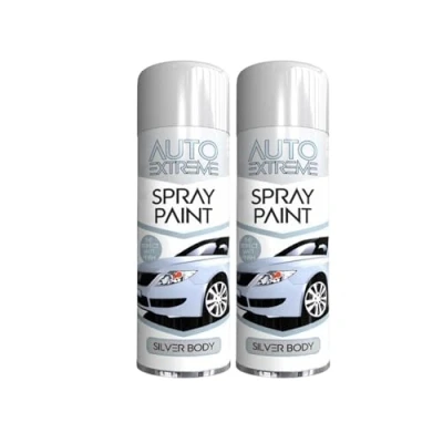 Image of YSAMAX All Purpose Auto Extreme Spray Paint, Boast a Stunning Appearance, Long Lasting Durability, Effortless Excellence, Silver Body Gloss, 250 ML (2PCS)