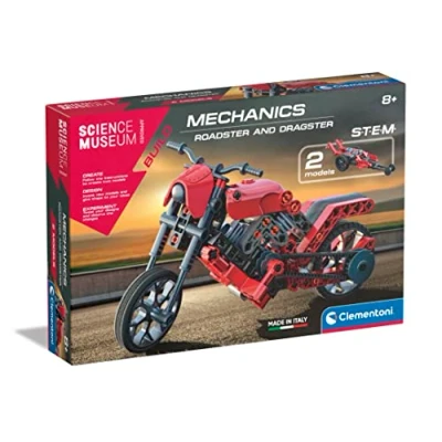 Image of Clementoni Roadster &amp; Dragster Building Set: With 90+ Pieces, STEM Learning Toys for Kids, Educational Kit, Gears Transmission (8+ Years)