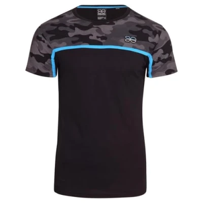 Image of Crosshatch Mens BRIGHTLING Camo T Shirt Stylish Camouflage Tee Comfortable &amp; Casual Short Sleeve Crew Neck Top for Men Black M