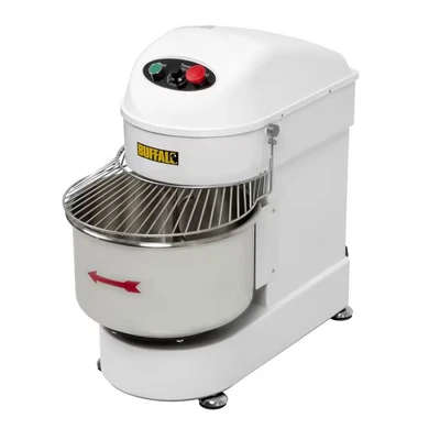 Image of Buffalo 1.1kW Commercial Spiral Dough Mixer 20 Litre, White, Max Capacity: 8 Single Speed, SS Hook, CP821