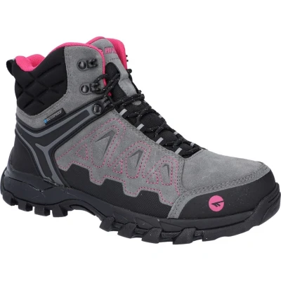 Image of HI TEC Vlite Explorer WP Womens Hiking shoes, Women&#039;s, Size: 7, Grey/fuchsia Leather/synthetics