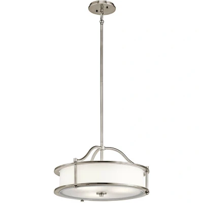 Image of Emory 3 Light Semi Flush Round Ceiling Pendant Pewter, E27