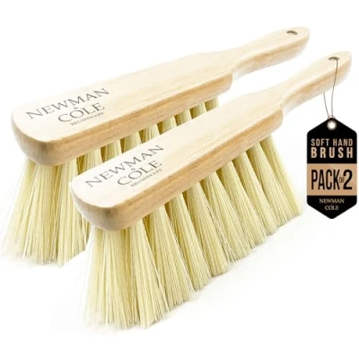 Image of Newman and Cole Natural Wooden Hand Brushes Choose from Hard Stiff Bristle Brush or Soft with Synthetic Bristles (2 x Brush)