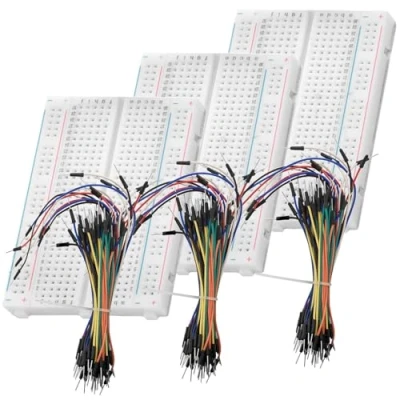 Image of AZDelivery MB 102 Breadboard Kit (3 Set) 400 Tie Point Solderless Mini + 65 PCS Male to M2M Jumper Wire Set compatible with Arduino Including E Book!