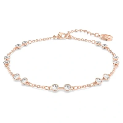 Image of Swarovski Strand Remix Collection Round Size, White, Rose Gold Plated, One Crystal, Cubic Zirconia, zirconia
