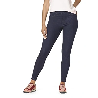 Image of HUE Women&#039;s Curvy Fit Essential Denim Leggings Hosiery, Midnight Rinse, 2X