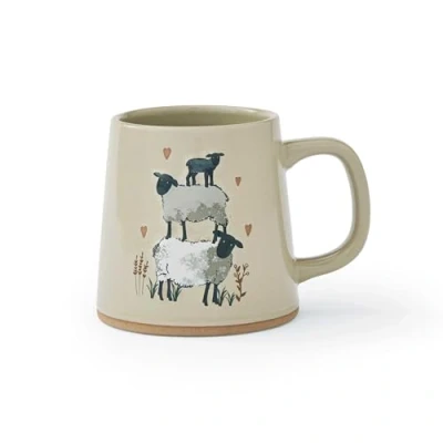 Image of Cooksmart British Designed Conical Coffee Mug Ceramic Mugs for Home or Work Large Hot Drinks Tea and Cups Highland Sheep
