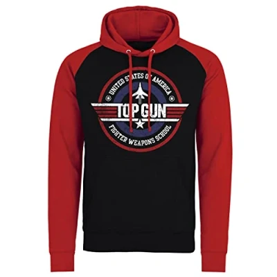 Image of Top Gun Officially Licensed Fighter Weapons School Baseball Hoodie (Black Red)