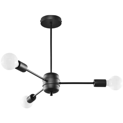 Image of Lango Multi Arm Semi Flush Ceiling light, Black, 3x E27