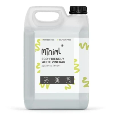 Image of Miniml Eco White Vinegar Cleaning Sorrento Lemon Scented All Natural Multi Surface &amp; Purpose Cleaner, Limescale Remover, Laundry Softener More 100% Vegan Cruelty Free (5L (Pack of 1))