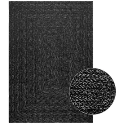 Image of vidaXL Rug ZIZUR Anthracite 140x200 cm Jute Look Indoor and Outdoor