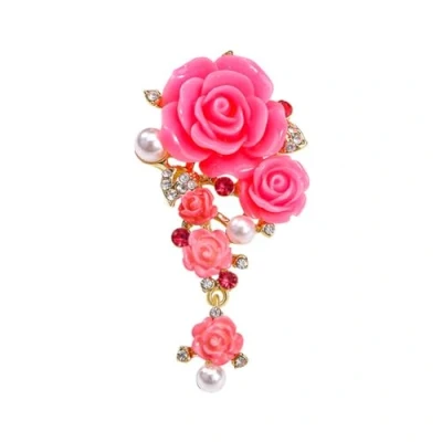 Image of tanxuan Pink Flower Brooch Pin for Women and Girls Scarf Shawl Hat Decoration Accessories Wedding Banquet Office Jewelry Gift
