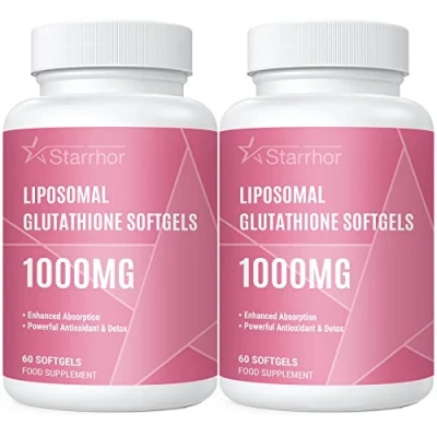 Image of Liposomal Glutathione Softgels 2 Pack, Supplement 1000mg per Serving, Antioxidant Support and Liver Detox, 120 Capsules