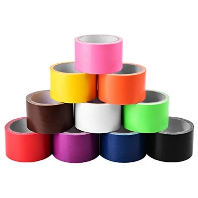 Image of AUMUA 10 Rolls Duct Tape Fabric Gaffer 50mm x 9.1m Waterproof Strong Ducktape Coloured INCLUDE Green Yellow Blue Pink Purple Orange Red Black White Brown