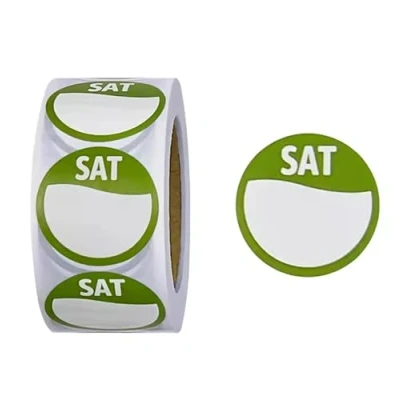 Image of Saturday Food Labels Stickers Circular Day for Commercial Kitchen, Dots Rotation Restaurants and Catering (500 per Roll Saturday)