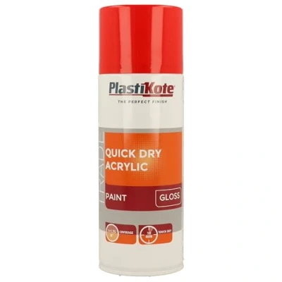 Image of PlastiKote Quick Dry Acrylic Spray 400ml Red Gloss
