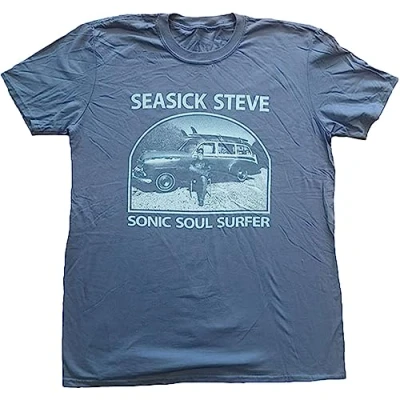 Image of Seasick Steve Unisex Adult Sonic Soul Surfer Back Print T Shirt (S) (Blue)