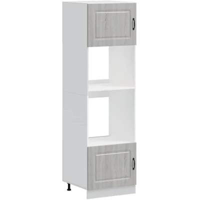Image of vidaXL Oven Cabinets Grey Sonoma Engineered Wood, Adjustable Feet, Space Saving Design, Lucca Range 60x57x207 cm Kitchen Storage