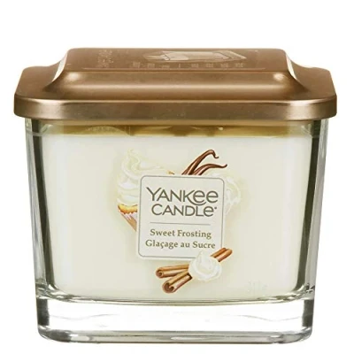 Image of Yankee Candle Wick Square Scented Candle, Wax and Glass, Sweet Frosting, Medium