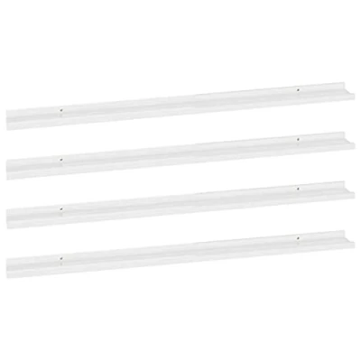 Image of vidaXL Modern Wall Shelves Set of 4 High Gloss White Floating Shelves, 115x9x3 cm Versatile Storage for Home and Office