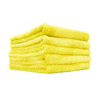 Image of The Rag Company Eagle Edgeless 350 (5 Pack) Professional Korean 70/30 Blend Super Plush Microfiber Detailing Towels, 350GSM, 16in x 16in, Yellow