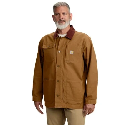 Image of Carhartt Men&#039;s Rugged Flex Duck Loose Fit Chore Coat, Brown, XL