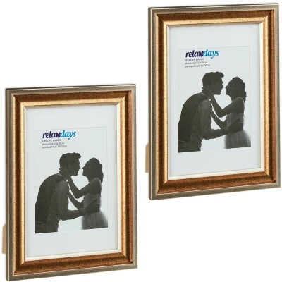 Image of Relaxdays Set of 2 Picture Frames, Gold, 36.5 x 26.5 cm