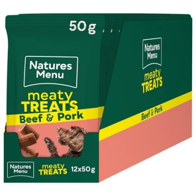 Image of Natures Menu Meaty Treats for Adult Dogs with Beef 12 x 50g