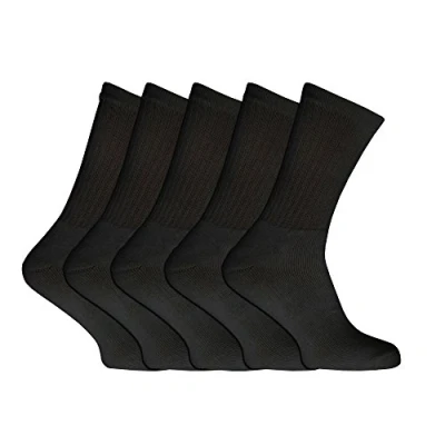 Image of Mens Plain Sports Socks (Pack of 5) (UK 6 11 EURO 39 46) (Black)