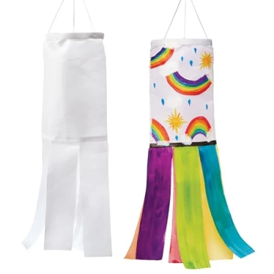 Image of Baker Ross FX998 Design Your Own Windsocks Pack of 3, Garden Craft Kits for Kids