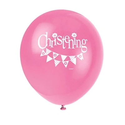Image of Pink Bunting Christening Latex Balloons (30cm) Pack of 8 Ideal for Baby Baptism, Dedication &amp; Celebration Events