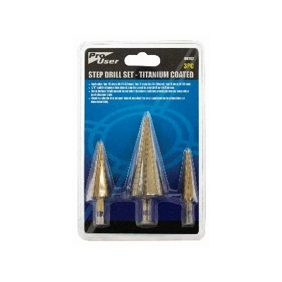Image of 3pc Titanium Coated 4 32mm Steel Step Drill Bit Set By Pro User