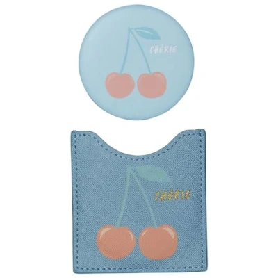 Image of Draeger Cherry Mirror Round Pocket to Take Anywhere, Any Occasion Dimensions 8.5 cm x 8