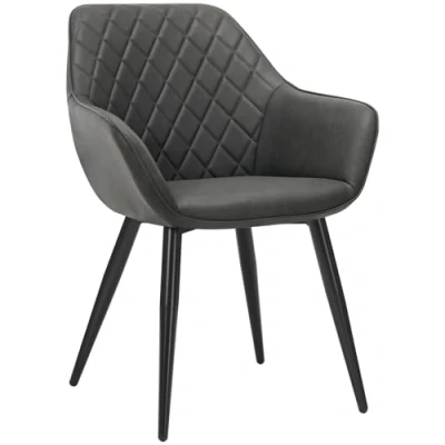 Image of WOLTU 1 X Dining Chair Anthracite Kitchen Reception Faux Leather with Padded Seat,Chair Arms and Back for Counter Lounge Living Room,BH251an