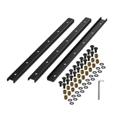 Image of Relaxdays C Channel Table Support, Set of 3, Metal Bracket 70 cm, Stabilises Tabletops, Hidden Rail, 3 mm Steel, Black