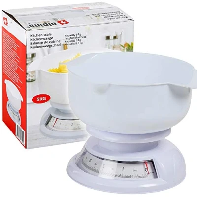 Image of URBN CHEF White Classic Analogue Dial Measuring Baking Cooking Kitchen Scale With 5KG Bowl