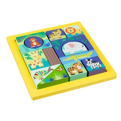 Image of Orange Tree Toys Jungle Animals Wooden Block Puzzle (FSC®)