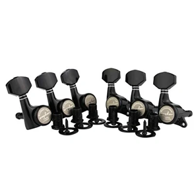 Image of Guyker 6Pcs Guitar Locking Tuners (6 Right Handed) 1:18 Ratio Lock String Tuning Key Pegs Machine Heads with Hexagonal Handle Replacement for LP SG Style Electric, Folk or Acoustic Guitars Black
