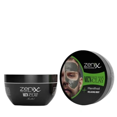Image of Zenix Men&#039;s Face Masks with Clay Treatment Refreshing Care for Men Caffeine &amp; Menthol Variants Targets Pimples, Blackheads, and Impurities 350g (350g, Menthol)