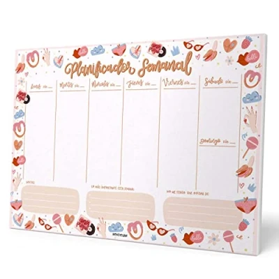 Image of Grupo Erik MercheZafor Weekly Planner A4 Spanish Calendar Family 54 Tear Off Pages Desk Organiser Gifts Cute Stationery