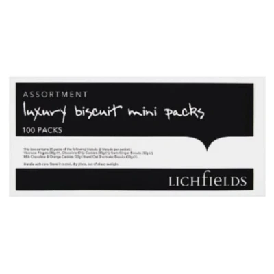 Image of Lichfields 100 Assorted Luxury Biscuit Mini Packs x Case of